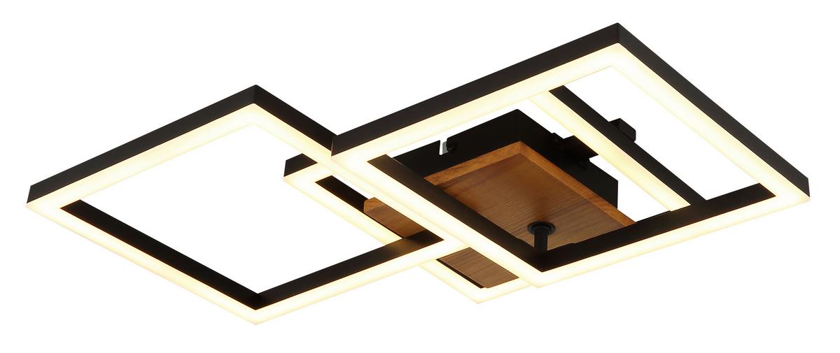 LED-Deckenleuchte 67280-30 - Dunkelbraun/Opal, Design, Holz/Kunststoff (66/31/7,5cm) - Globo