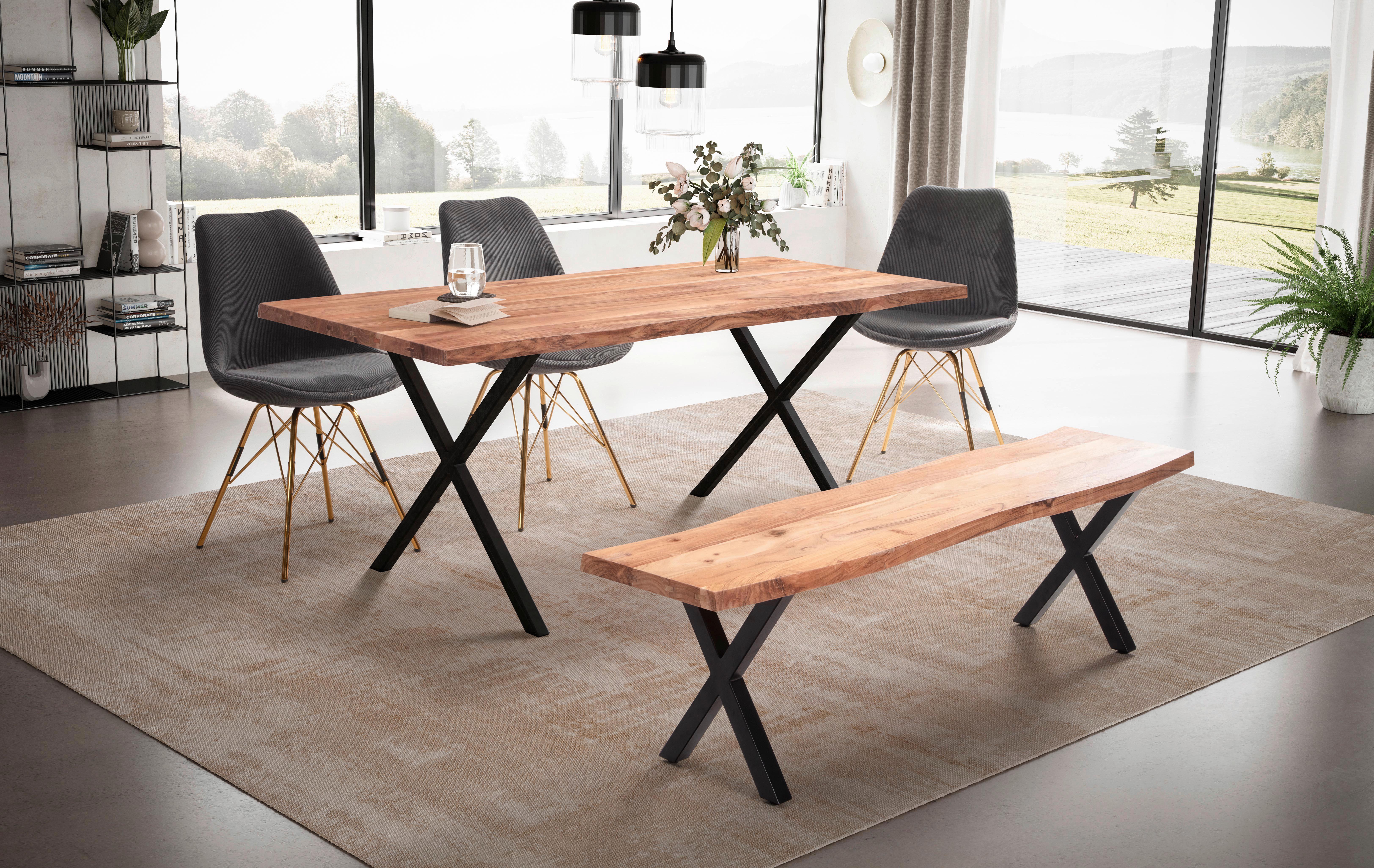 Esstisch Wl7.253 - Schwarz/Akaziefarben, MODERN, Holz/Metall (160/80/76cm) - MID.YOU