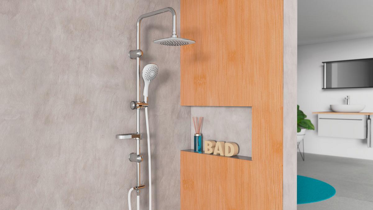 Überkopfbrauseset Duschtraum Dxld 60087cs - Chromfarben/Weiß, MODERN, Kunststoff/Metall (31,1/79/7,4cm) - EISL