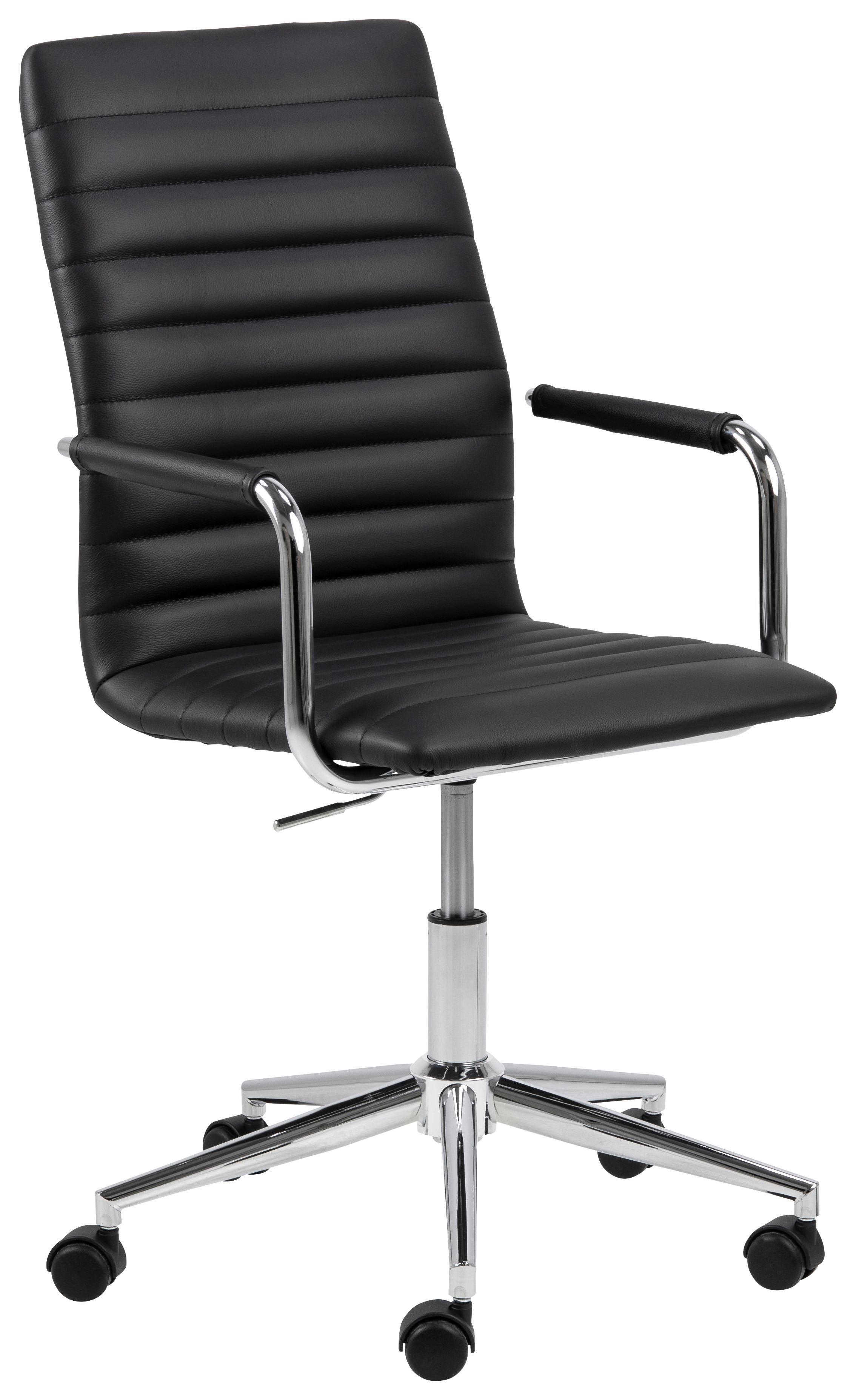 Drehstuhl Winslow - Chromfarben/Schwarz, MODERN, Leder/Kunststoff (51/103/58cm) - MID.YOU