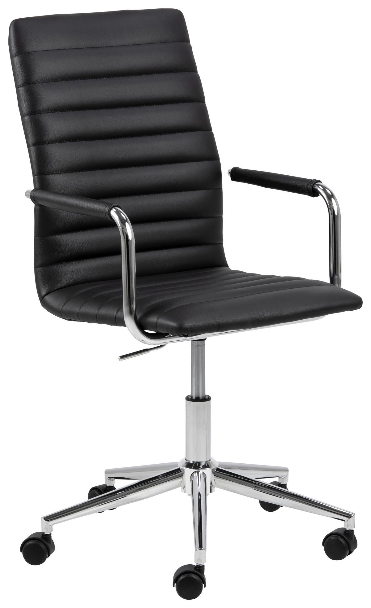 Drehstuhl Winslow - Chromfarben/Schwarz, MODERN, Leder/Kunststoff (51/103/58cm) - MID.YOU