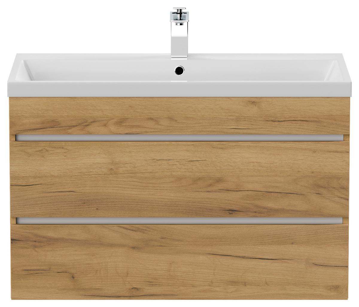 WASCHTISCHKOMBI Fellini Eichefarben B: 90cm - Eichefarben/Weiß, Basics, Holzwerkstoff/Stein (90cm) - MID.YOU