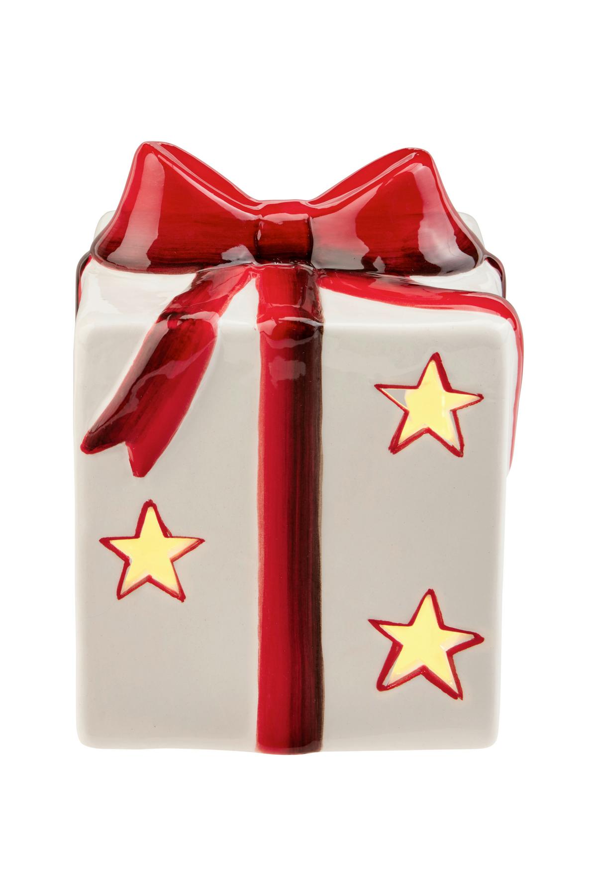 LED-Weihnachtsfigur Timber - Rot/Weiß, KONVENTIONELL, Keramik (8,3/8,3/11cm) - Luca Bessoni