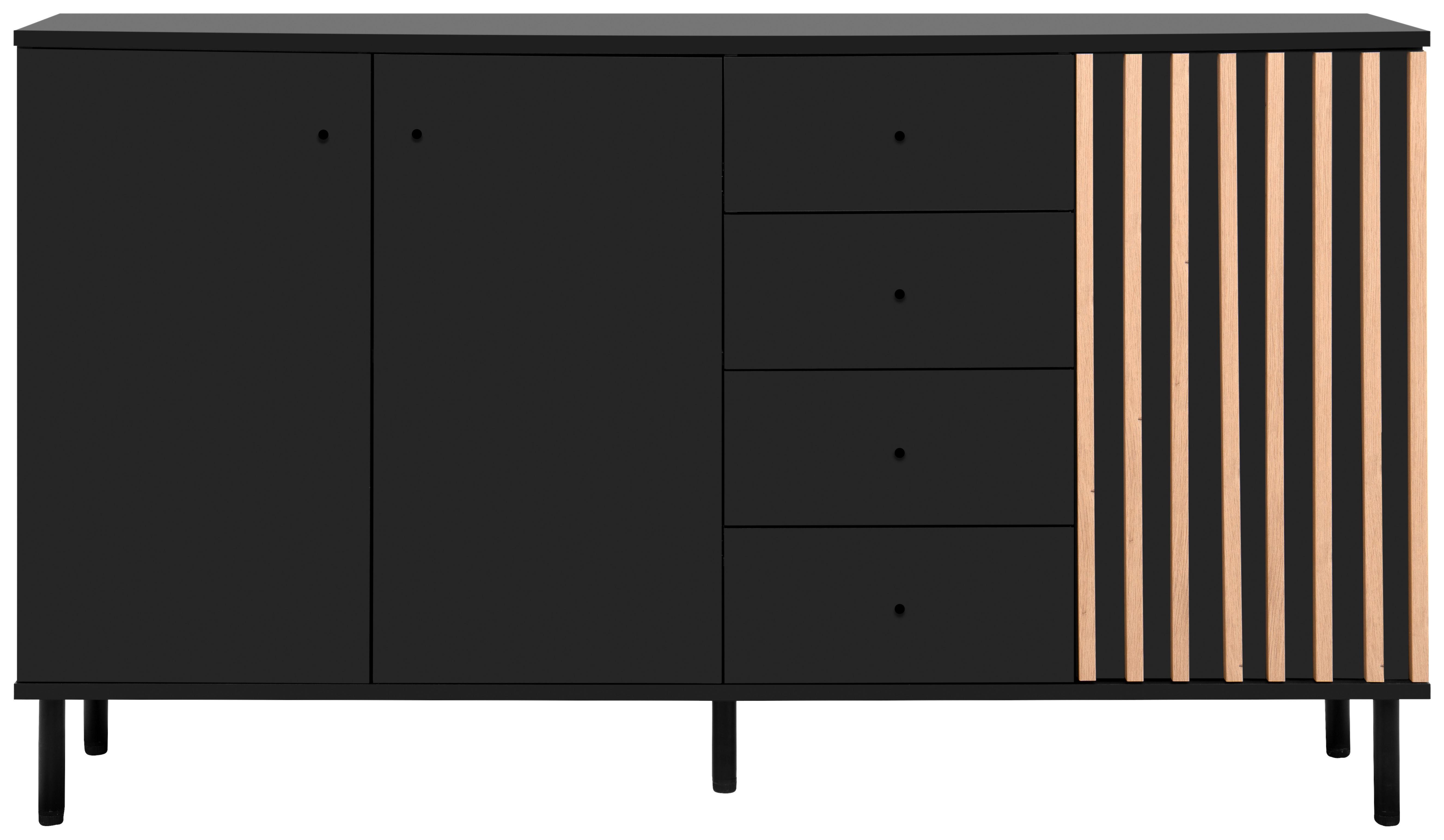 Sideboard 160cm Monza Schwarz/Eiche Artisan