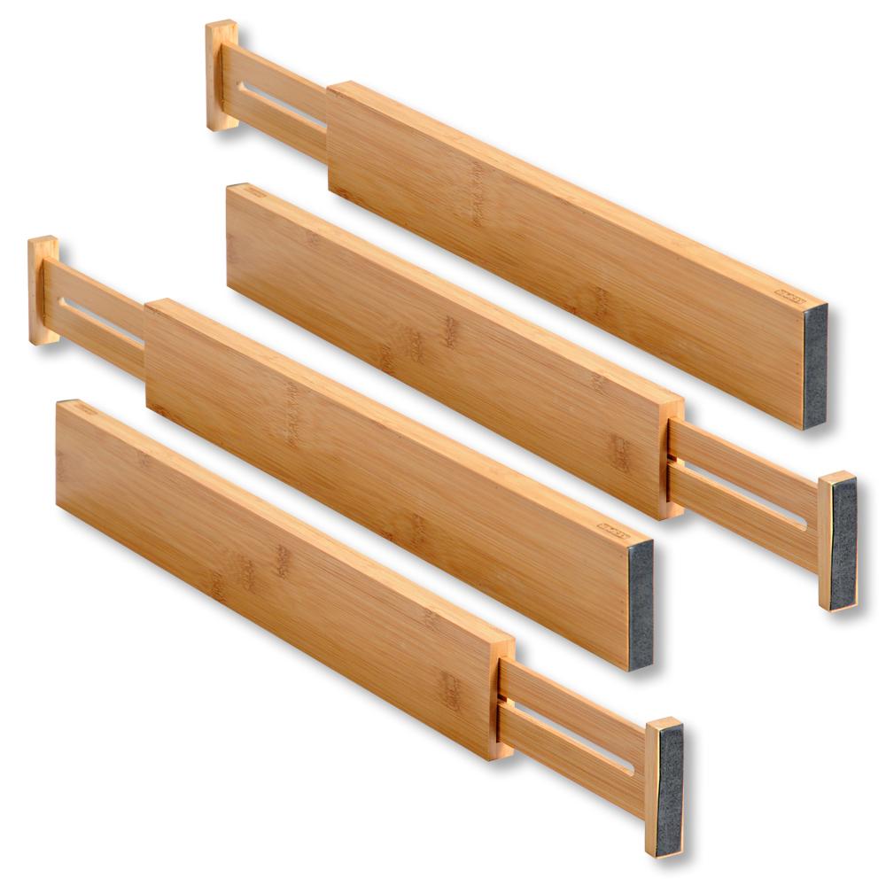 Schubladenteiler Bambus 4tlg Echtholz Variabel Ausziehbar - Naturfarben, Basics, Holz (57/14/4,2cm) - Kesper