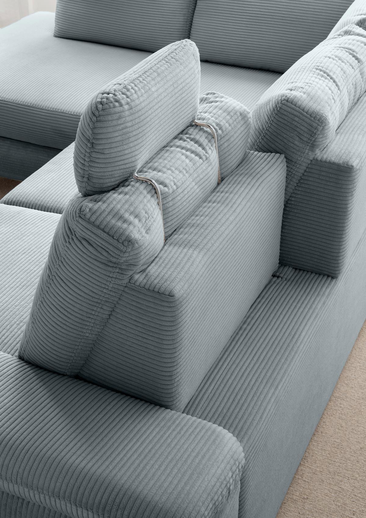 Eckschlafsofa Positano Hellblau S: 261x206 Cm - Wildeiche/Hellblau, MODERN, Textil (261/206cm) - Livetastic