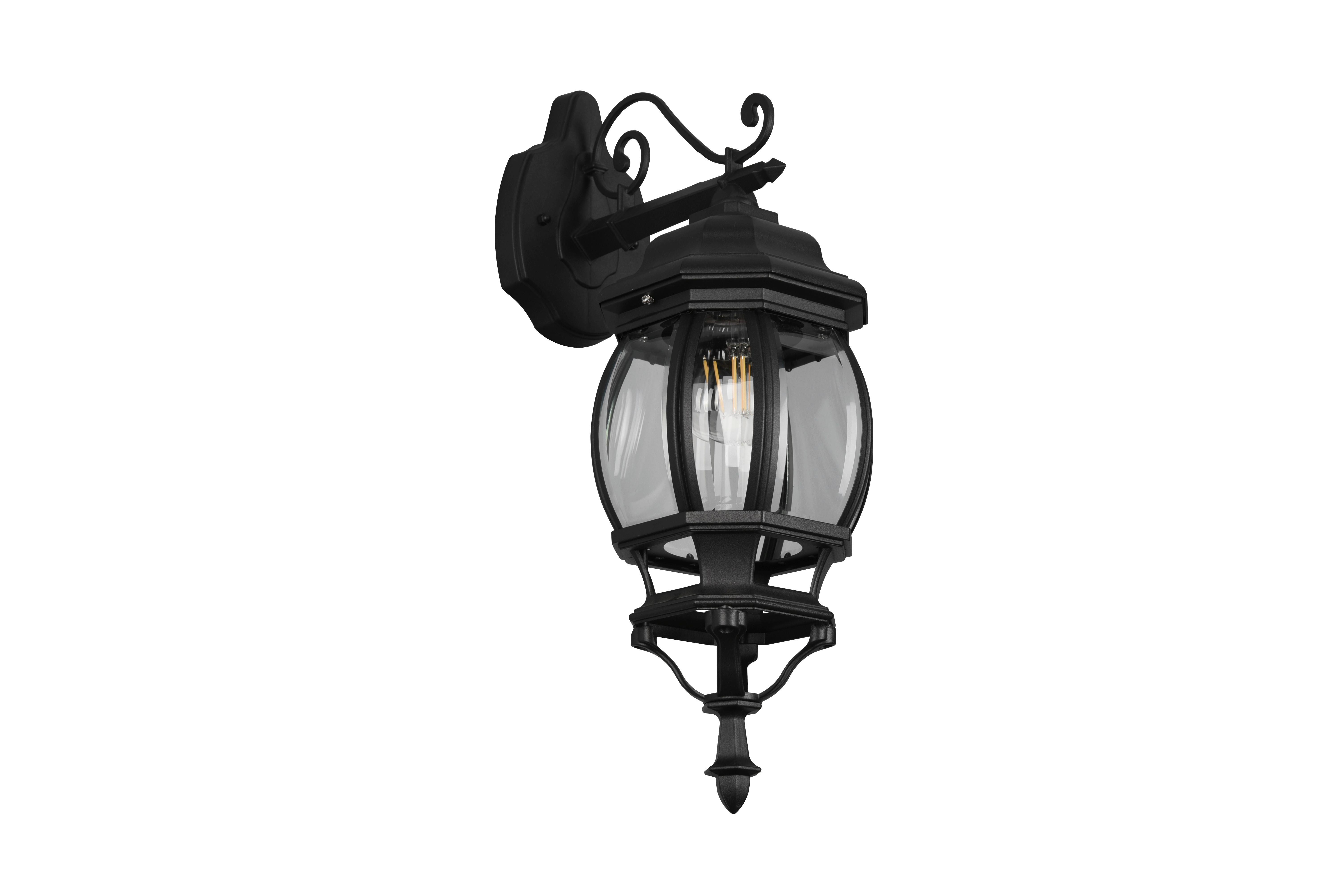Außenwandleuchte 206960132 Elvo - Klar/Schwarz, KONVENTIONELL, Glas/Metall (18/24,5/49,5cm) - Trio Leuchten