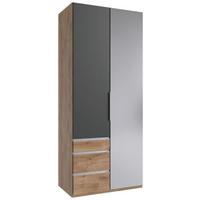 Drehtürenschrank Level 36 A Plankeneiche/Graphit, B: 100cm - Plankeneiche/Graphitfarben, KONVENTIONELL, Glas/Holzwerkstoff (100/236/58cm) - MID.YOU