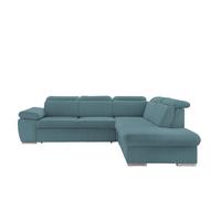 Ecksofa Vasto Petrol S: 283x228 cm - Chromfarben/Petrol, Design, Textil (283/228cm) - Livetastic