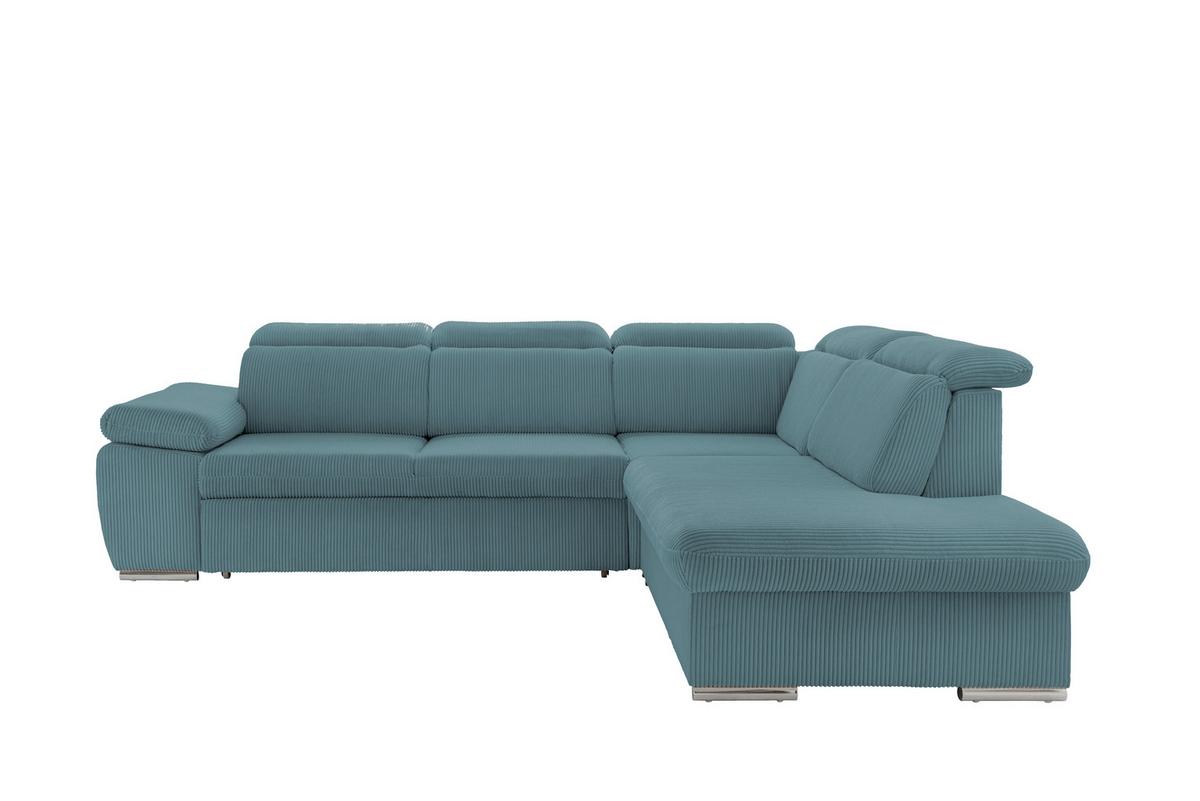 Ecksofa Vasto Petrol S: 283x228 cm - Chromfarben/Petrol, Design, Textil (283/228cm) - Livetastic