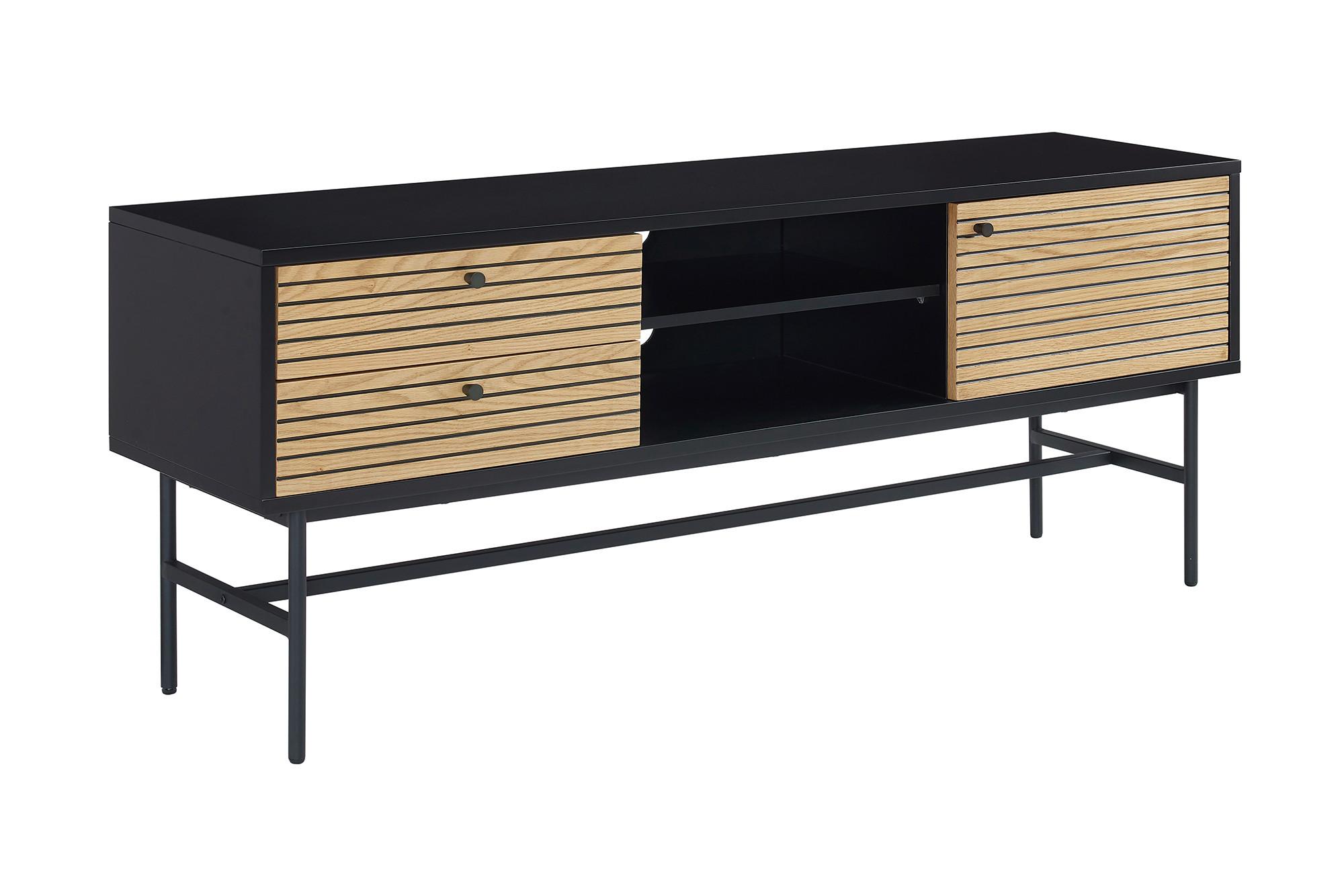 Lowboard Schwarz, Eichefarben B: 150cm - Eichefarben/Schwarz, Design, Holz/Holzwerkstoff (150/60/40cm) - Livetastic