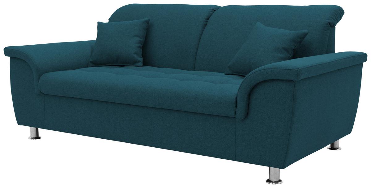 2-sitzer-sofa Franzi Armlehnen Petrol Webstoff - Chromfarben/Dunkelblau, KONVENTIONELL, Textil (190/81/97cm) - MID.YOU