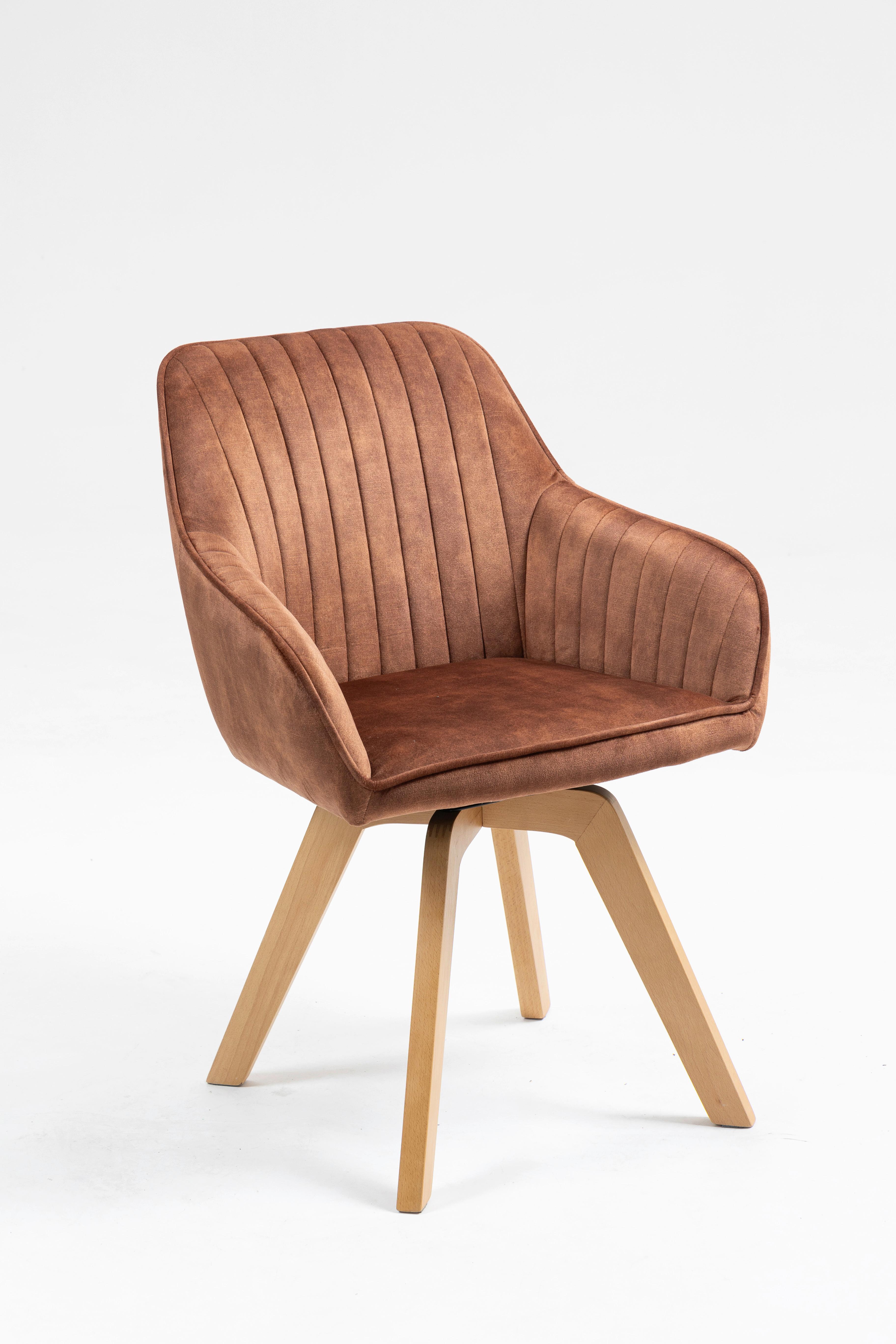 Armlehnstuhl Hanna drehbar Samt Braun,sitzfl. 180° Drehb. - Buchefarben/Braun, KONVENTIONELL, Holz/Textil (63/83/63cm)