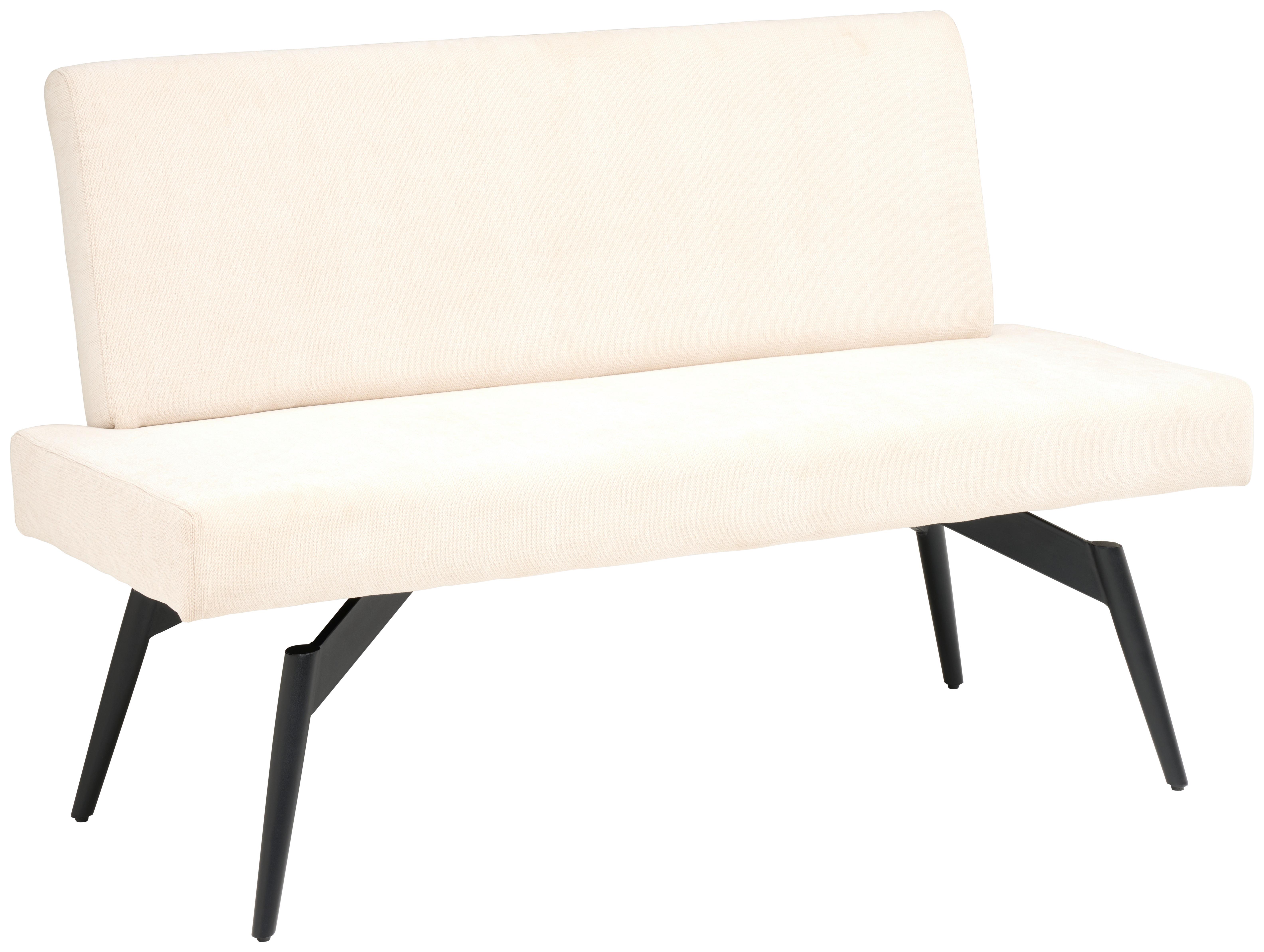 Sitzbank Tinos Mit Lehne Beige, B: 140 Cm - Beige/Schwarz, KONVENTIONELL, Textil/Metall (140/88/62cm) - MID.YOU
