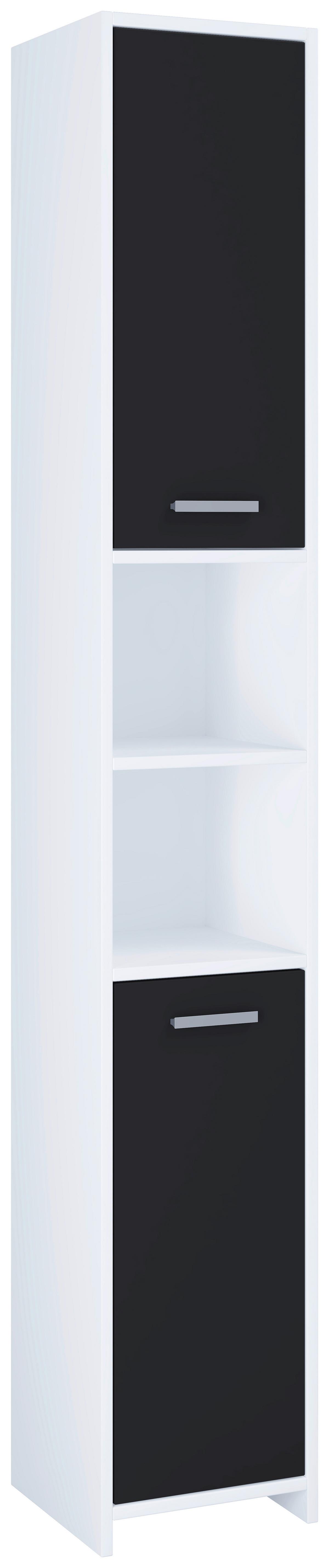 Hochschrank Mit 2 Offene Fächer Zalo L B: 30 Cm Weiß - Schwarz/Weiß, MODERN, Holzwerkstoff (30/180/30,4cm) - MID.YOU