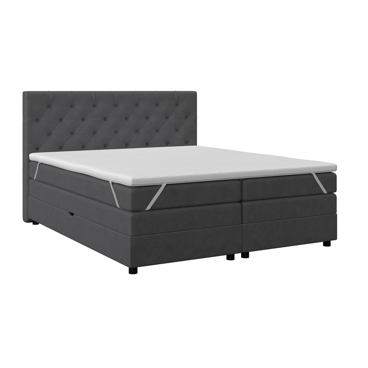 Boxspringbett Elio Graphitfarben 160x200 cm H4 - Schwarz/Graphitfarben, ROMANTIK / LANDHAUS, Textil (164/121/212cm) - James Wood