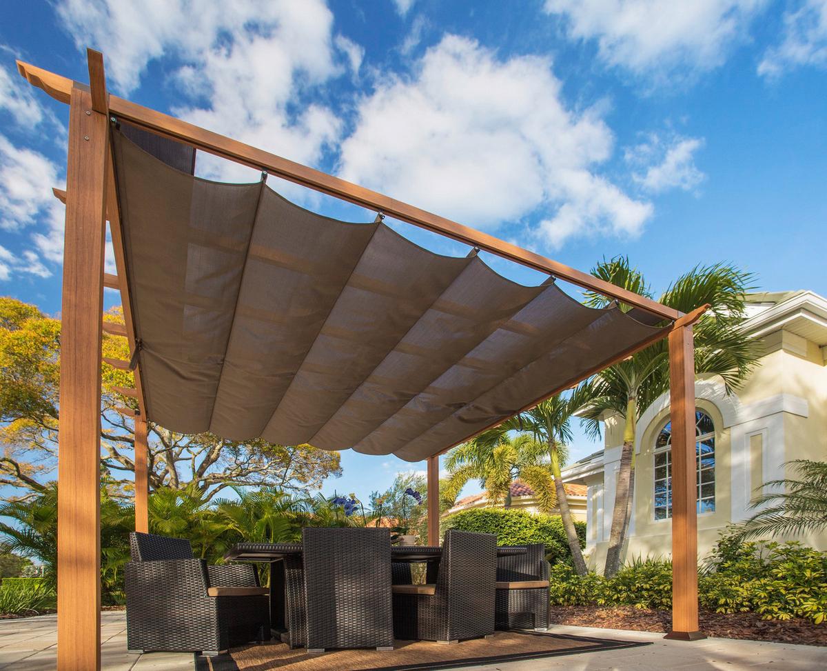 Pergola FLORIDA 11x11 - světle hnědá, Basics, kov/plast (350/235/350cm)