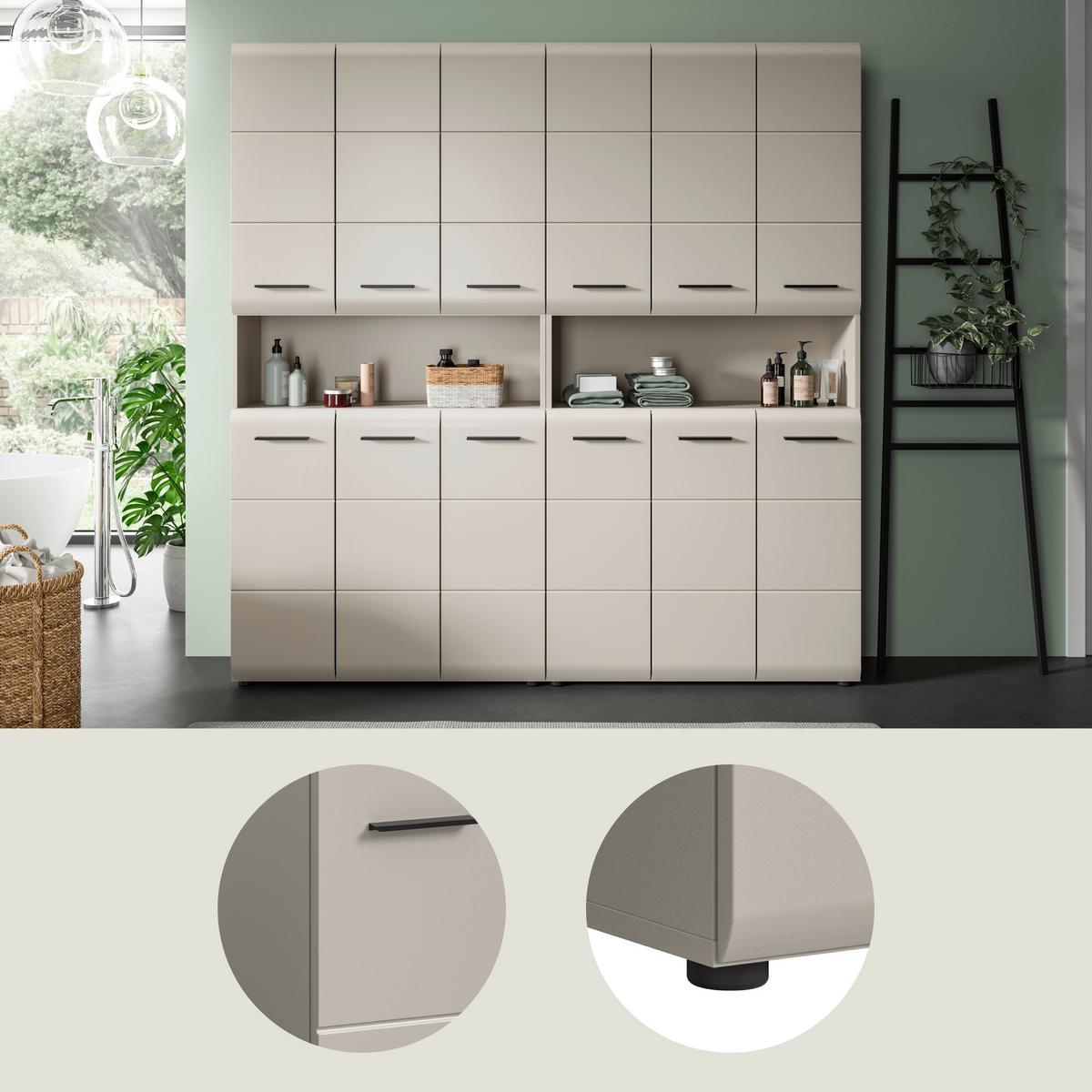 Badezimmer Ice Kaschmir B: 180cm - Kaschmir/Schwarz, Trend, Holzwerkstoff (180cm) - MID.YOU