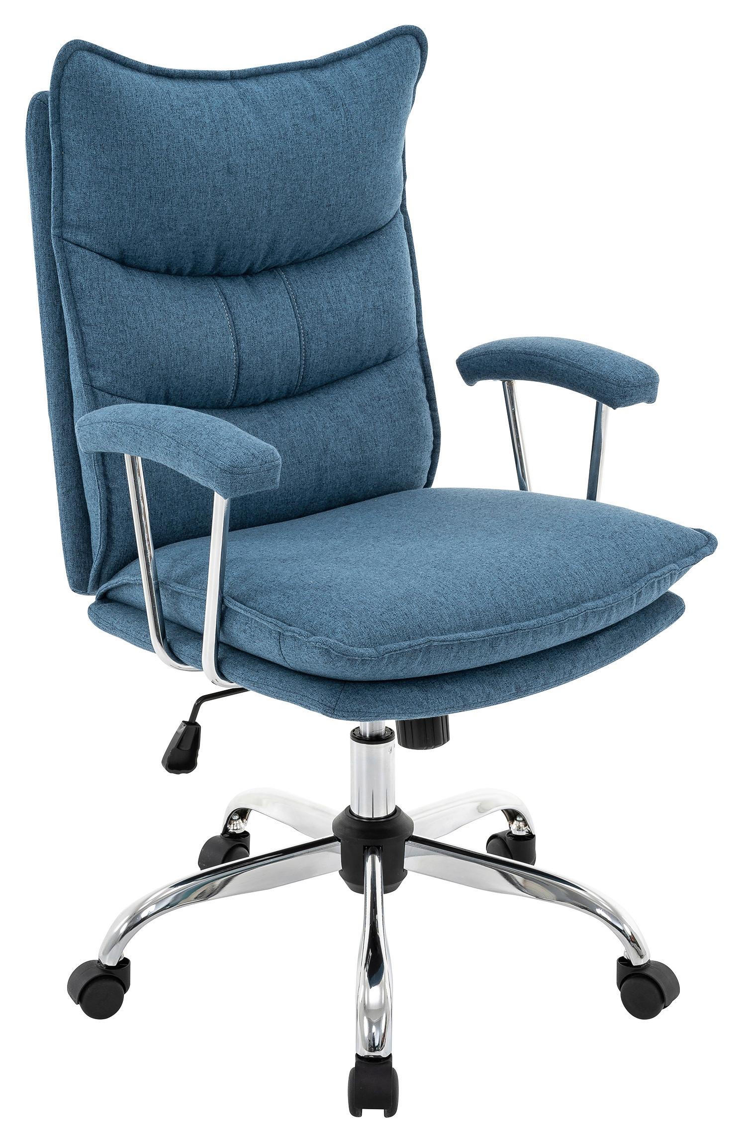 Drehstuhl Wien 2 - Blau/Chromfarben, MODERN, Kunststoff/Textil (61/96-104/66cm)