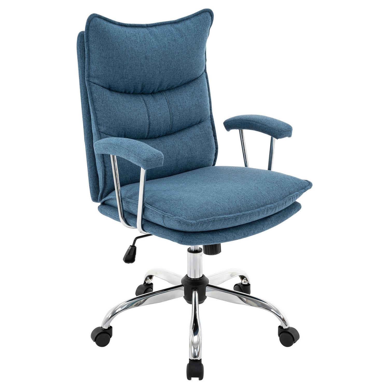 Drehstuhl Wien 2 Blau, Chromfarben 61x96-104x66 cm