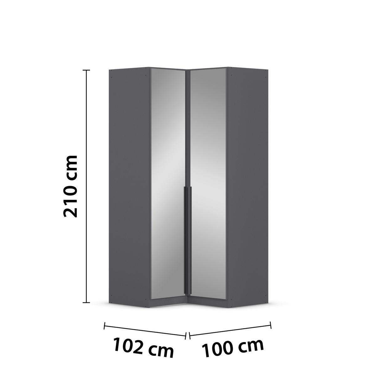 Eckkleiderschrank Alabama Grau Metallic B: 100 Cm - Grau, MODERN, Glas/Holzwerkstoff (100/229/102cm) - Rauch Möbel