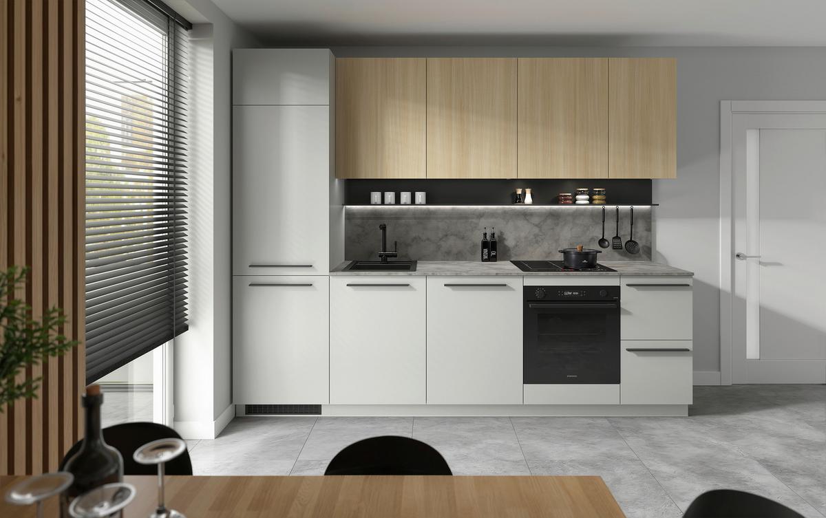 Küchenblock Milino Medium A-Chg-Sbe - Eichefarben/Graphitfarben, Basics, Holzwerkstoff (285cm) - Visiona