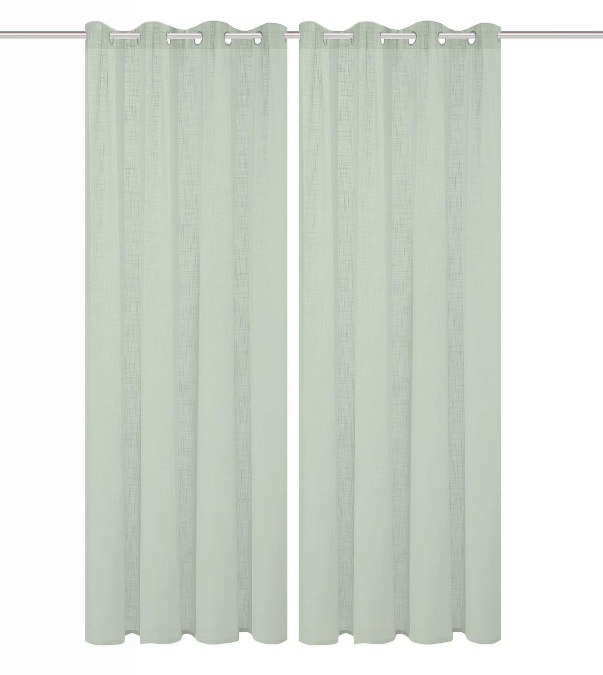 Ösenvorhang Softy 2er Set - Salbeigrün, Basics, Textil (140/225cm)