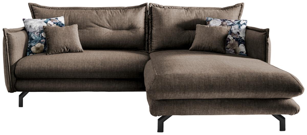 Ecksofa Lava Braun S: 255/180 Cm - Türkis/Schwarz, MODERN, Textil (255/180cm) - Livetastic