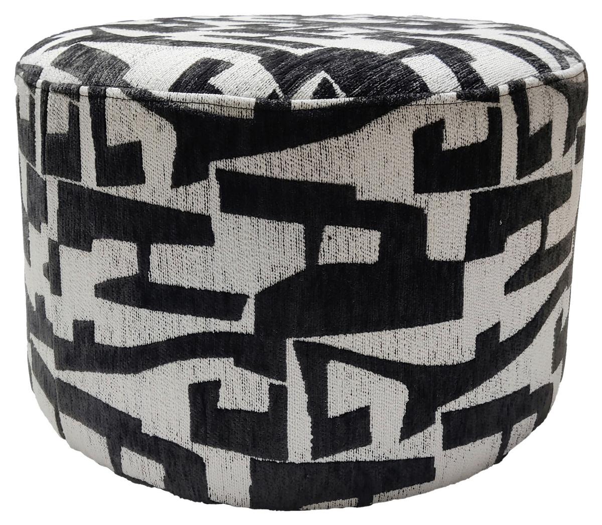 Taburet MILA, černo-bílá žinylka,do 120 kg - bílá/černá, Lifestyle, kompozitní dřevo/textil (52/33/52cm) - Mömax