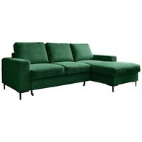 Rohová sedačka LEONIE, pravá, smaragdovozelený menčester - čierna/smaragdovozelená, Design, kov/drevo (236/148cm)