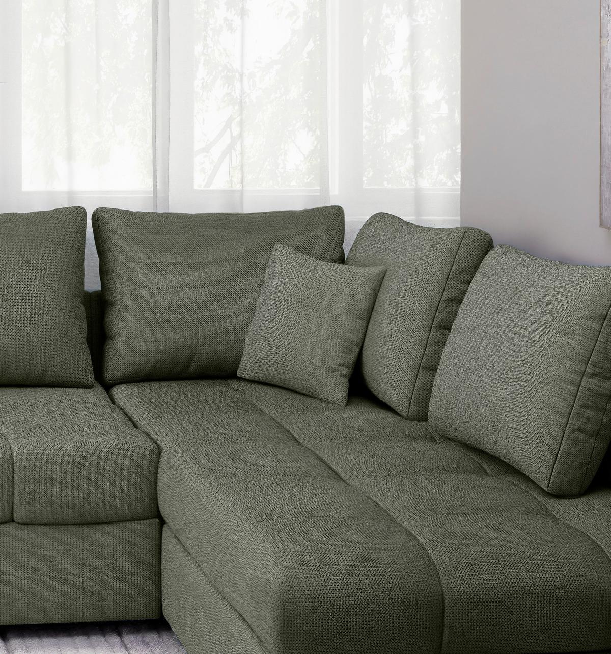 Eckschlafsofa Alvito Dunkelgrün S: 298x202cm - Dunkelgrün/Schwarz, MODERN, Textil (298/202cm) - MID.YOU