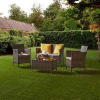 Loungegarnitur 4-tlg Valencia Kunststoff/glas Mit Kissen - Dunkelbraun/Creme, MODERN, Glas/Kunststoff - Ondega