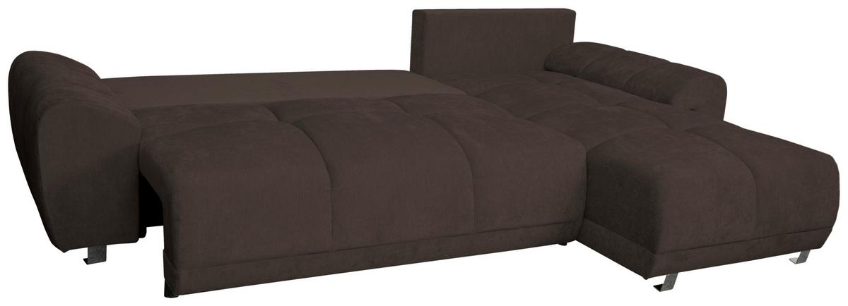 ECKSCHLAFSOFA Ramon, Braun S: 296x182 cm - Chromfarben/Beige, Trend, Textil (296/182cm)