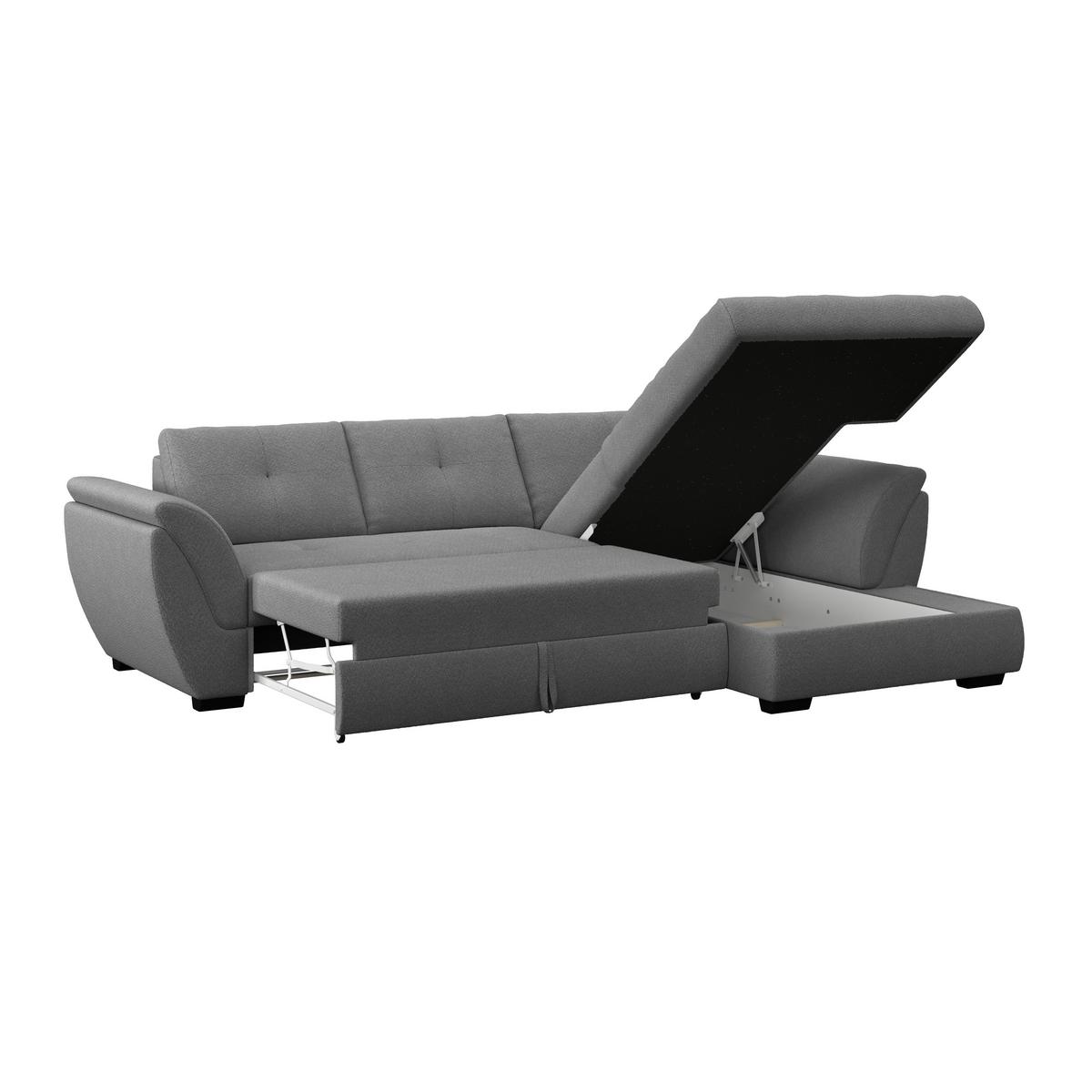 Rohová sedačka BERISSO, pravá, antracitová tk. VINCI - čierna/antracitová, Konventionell, textil (278/187cm) - Ondega