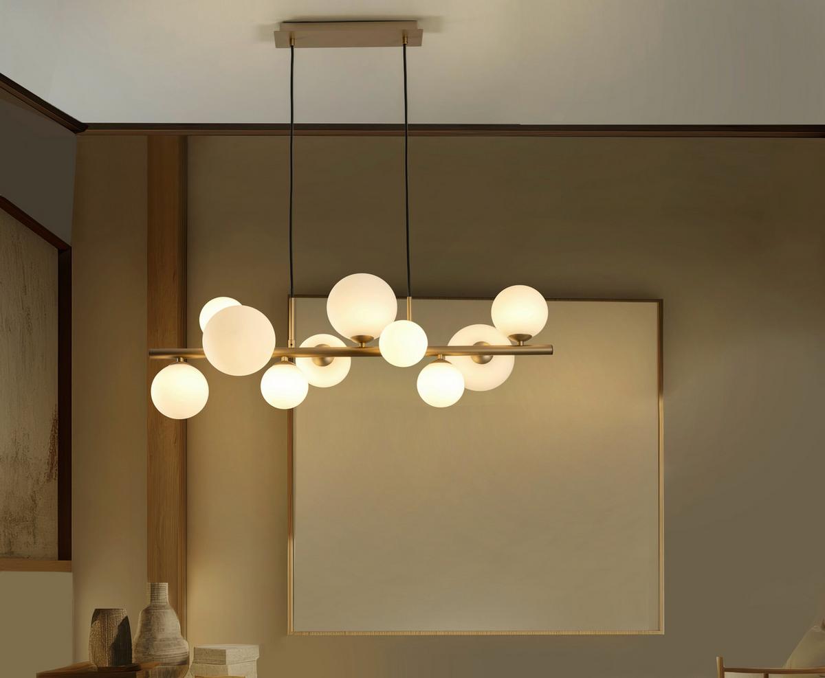 PENDELLEUCHTE Paloma Goldfarben L: 56 cm - Goldfarben, Design, Glas/Metall (86/33/150cm)