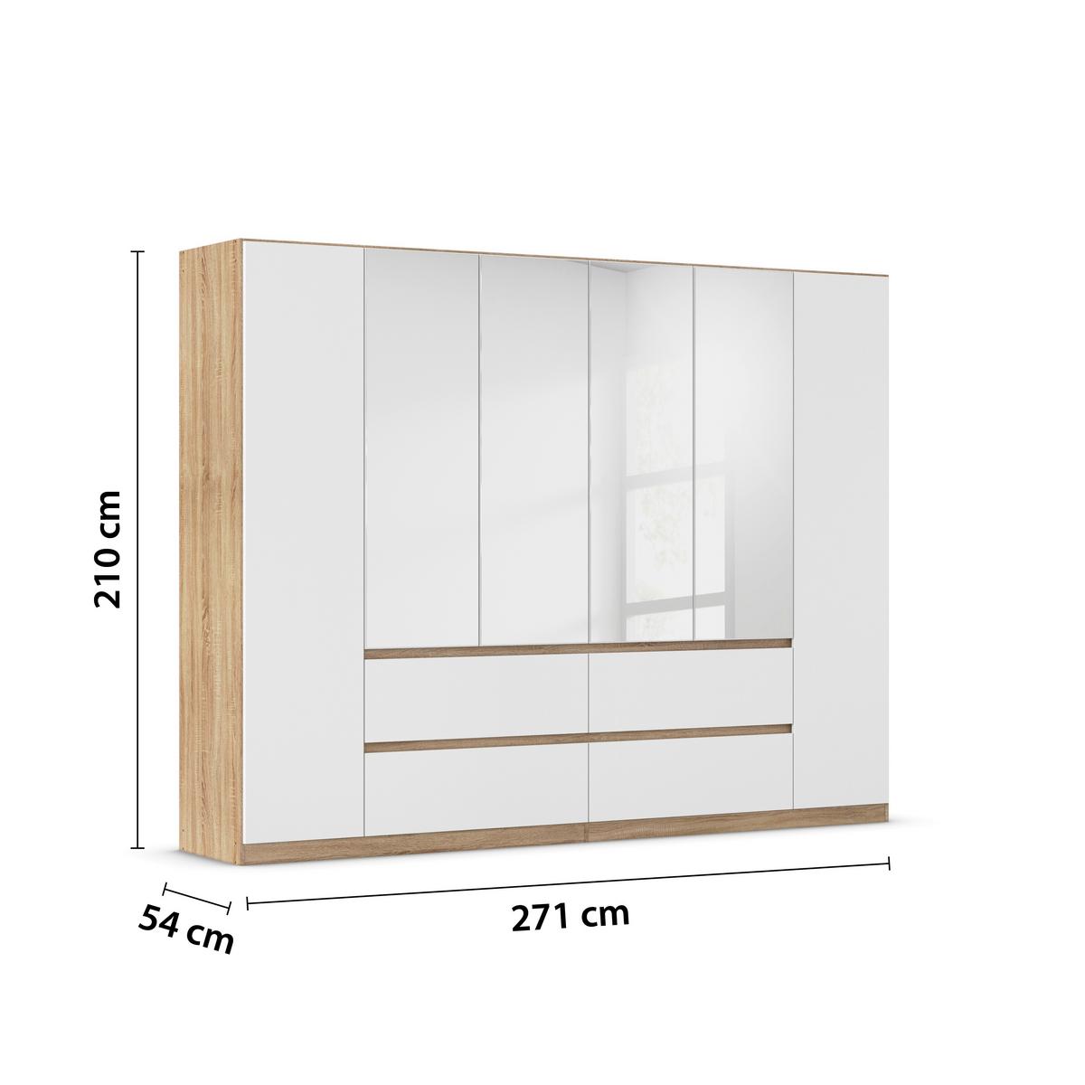 Drehtürenschrank Mainz Eichefarben B: 271 Cm - Eichefarben/Weiß, Basics, Holzwerkstoff (271/210/54cm) - Rauch Möbel