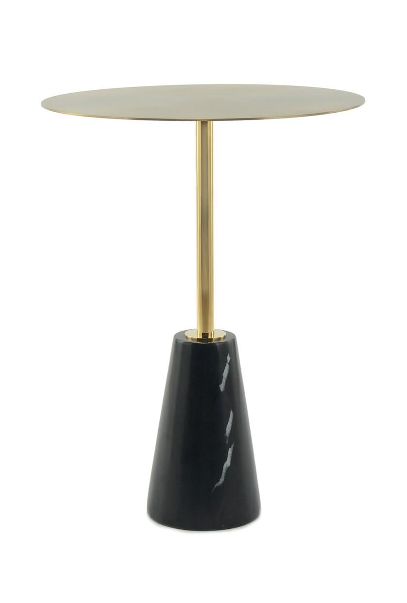 Beistelltisch Oscar Schwarz, Goldfarben B: 40cm - Goldfarben/Schwarz, Design, Glas/Stein (40 cm/53 cm/40 cmcm) - Kayoom