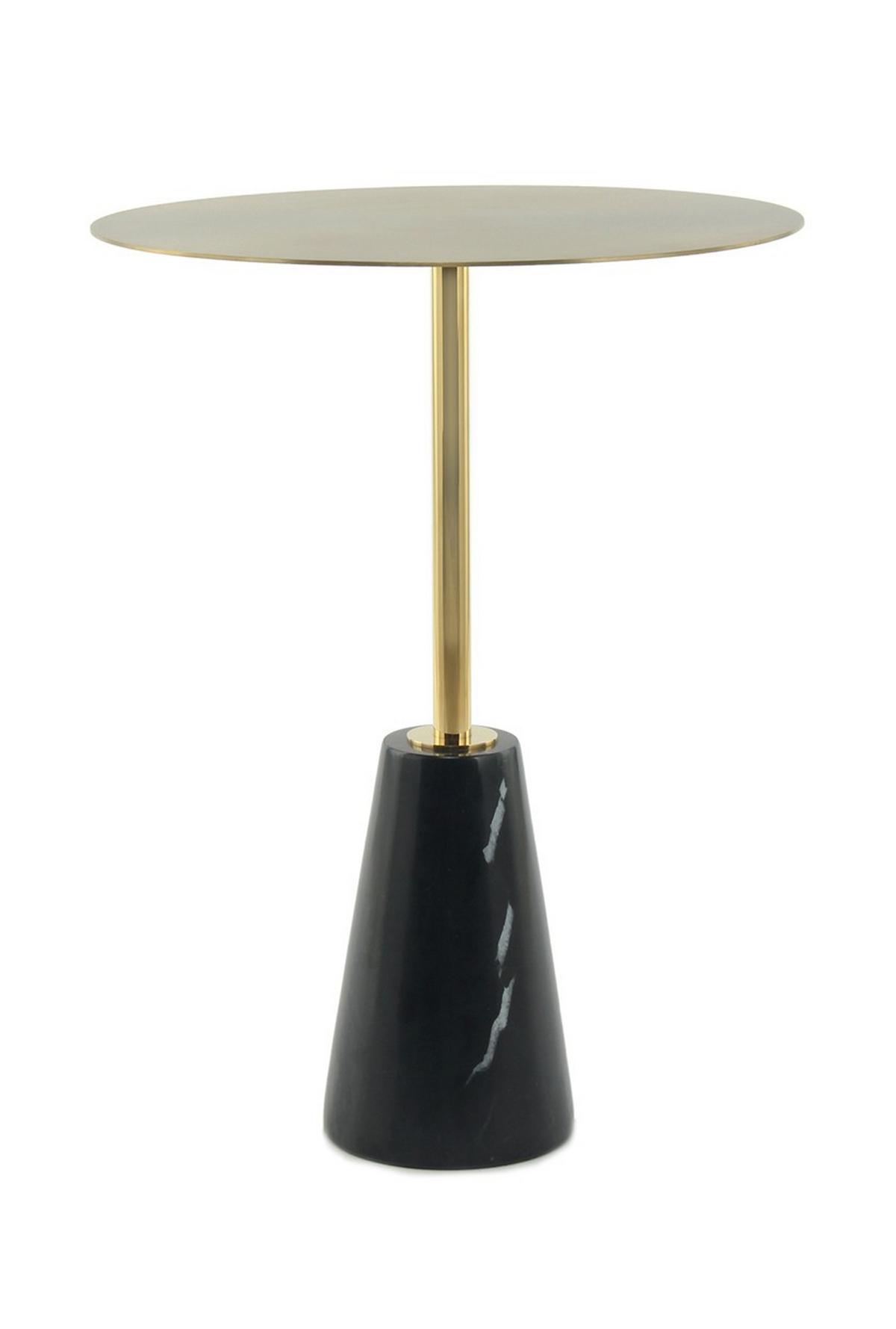 Beistelltisch Oscar Schwarz, Goldfarben B: 40cm - Goldfarben/Schwarz, Design, Glas/Stein (40 cm/53 cm/40 cmcm) - Kayoom