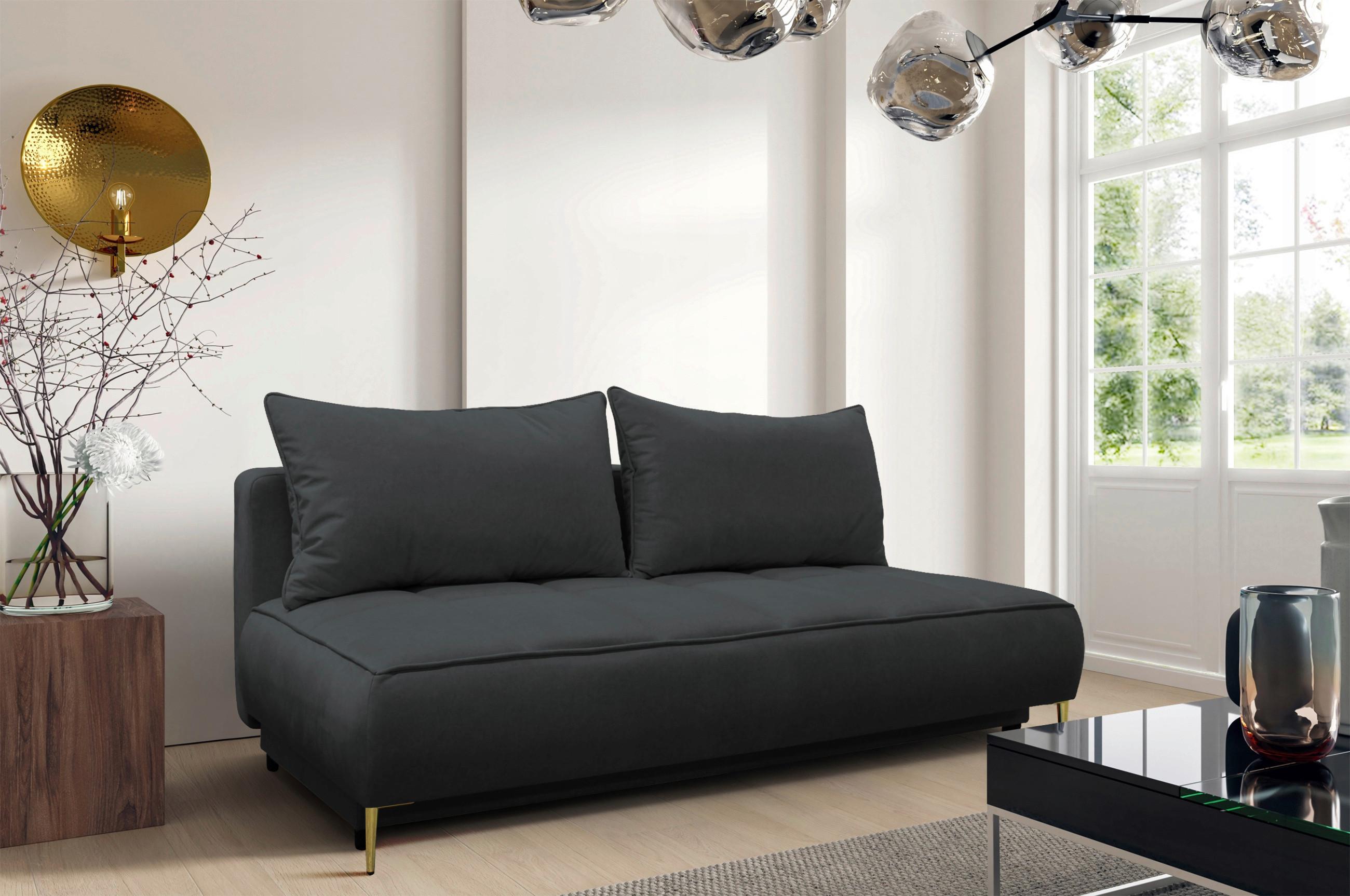 SCHLAFSOFA Zoom Graphitfarben B: 200 cm - Goldfarben/Graphitfarben, Design, Textil (200/90/97cm) - MID.YOU