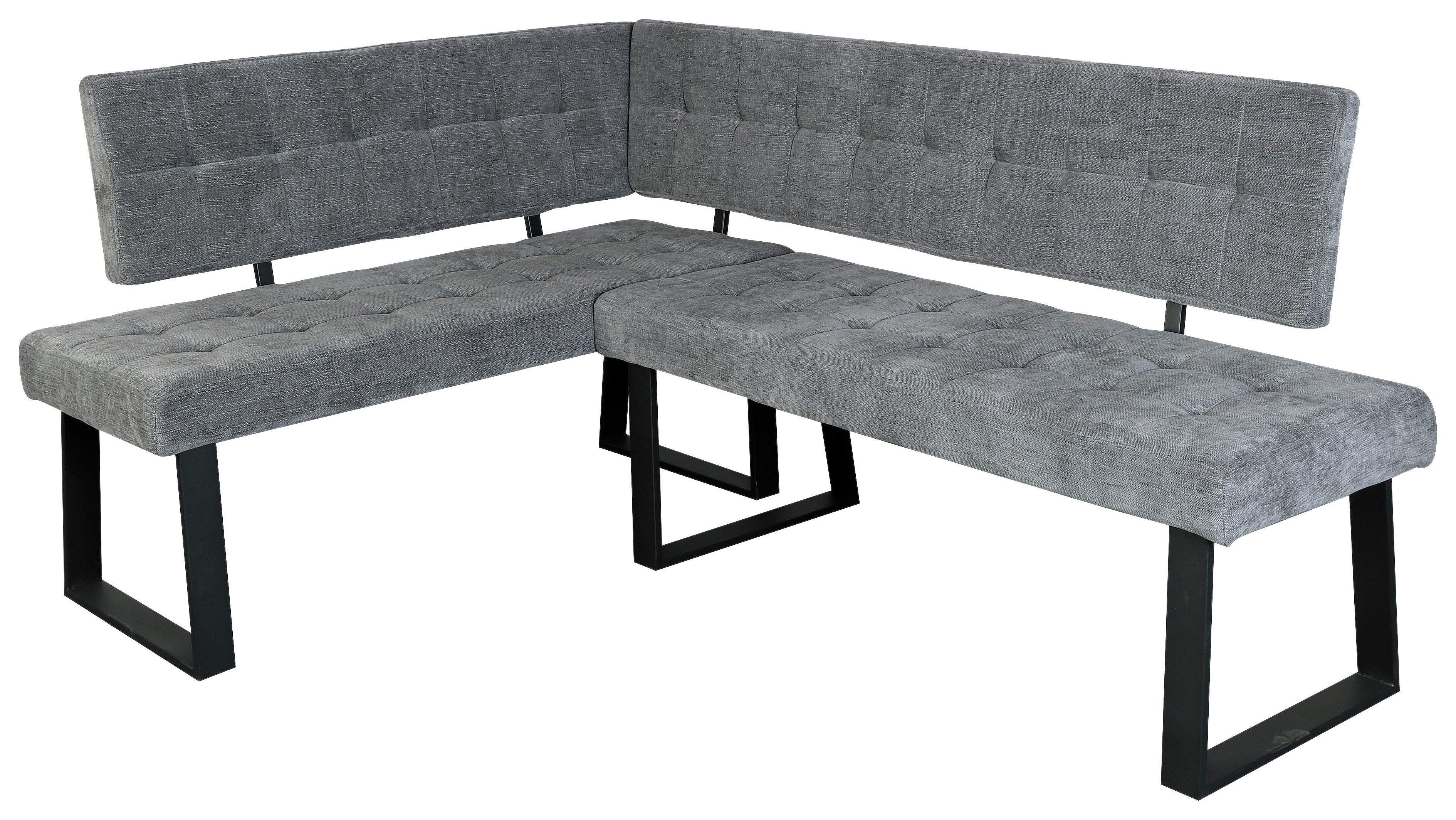 Eckbank Grau Lavik 134x185 cm - Hellgrau/Schwarz, MODERN, Textil/Metall (134/185cm) - Livetastic