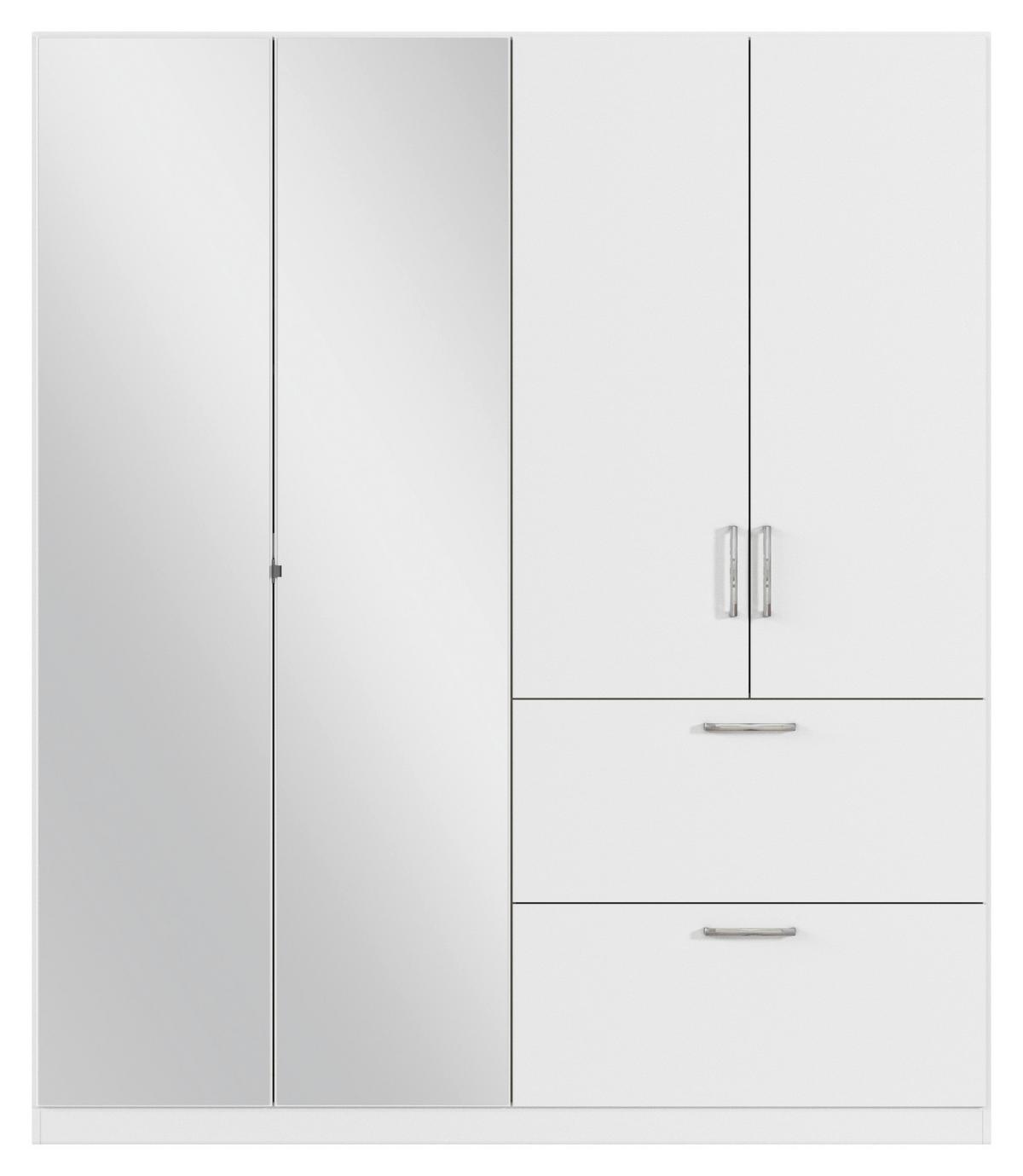 Skřiň s otočnými dveřmi PADUA bílá/zrcadlo - bílá/barvy chromu, Moderní, kompozitní dřevo/plast (180/210/54cm) - Rauch Möbel