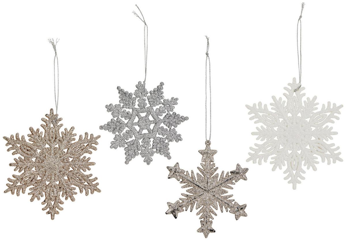 Függődísz Hópehely Hópehyely - Pezsgő/ezüstszínű, Basics, műanyag (10cm)