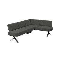 Eckbank schwarz/Metallbeine Ulmo, S:248x176cm - Schwarz, MODERN, Textil/Metall (248/176cm)