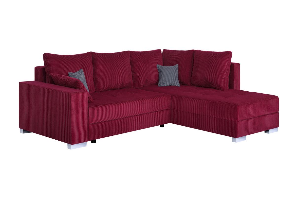 Ecksofa Lars Rot S: 260x218 cm - Chromfarben/Rot, Design, Holzwerkstoff/Textil (260/218cm) - P & B
