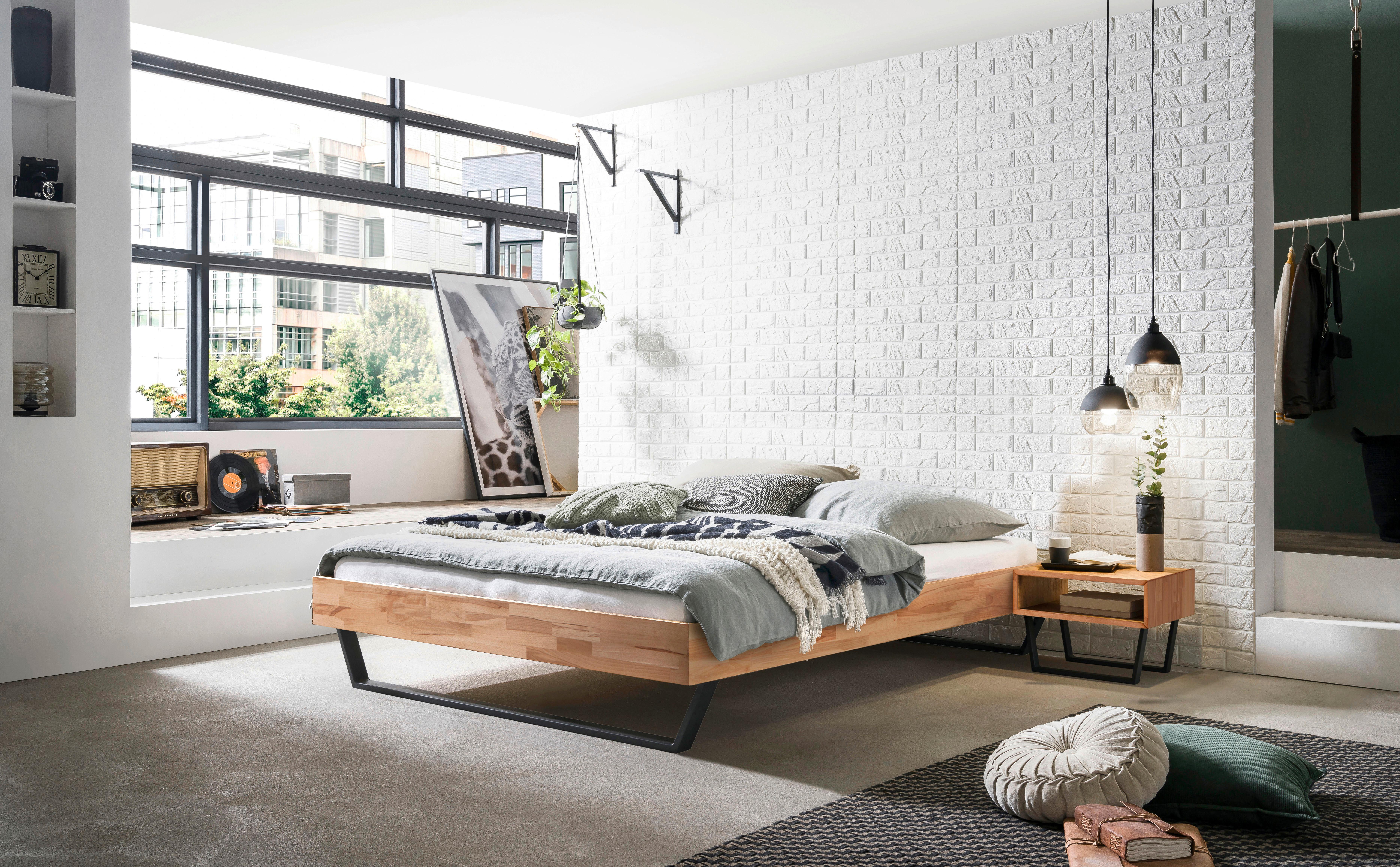 Bett Ostino Anthrazit/kernbuche 140x200 Cm - Anthrazit/Kernbuche, KONVENTIONELL, Holz (140/200cm) - Hasena