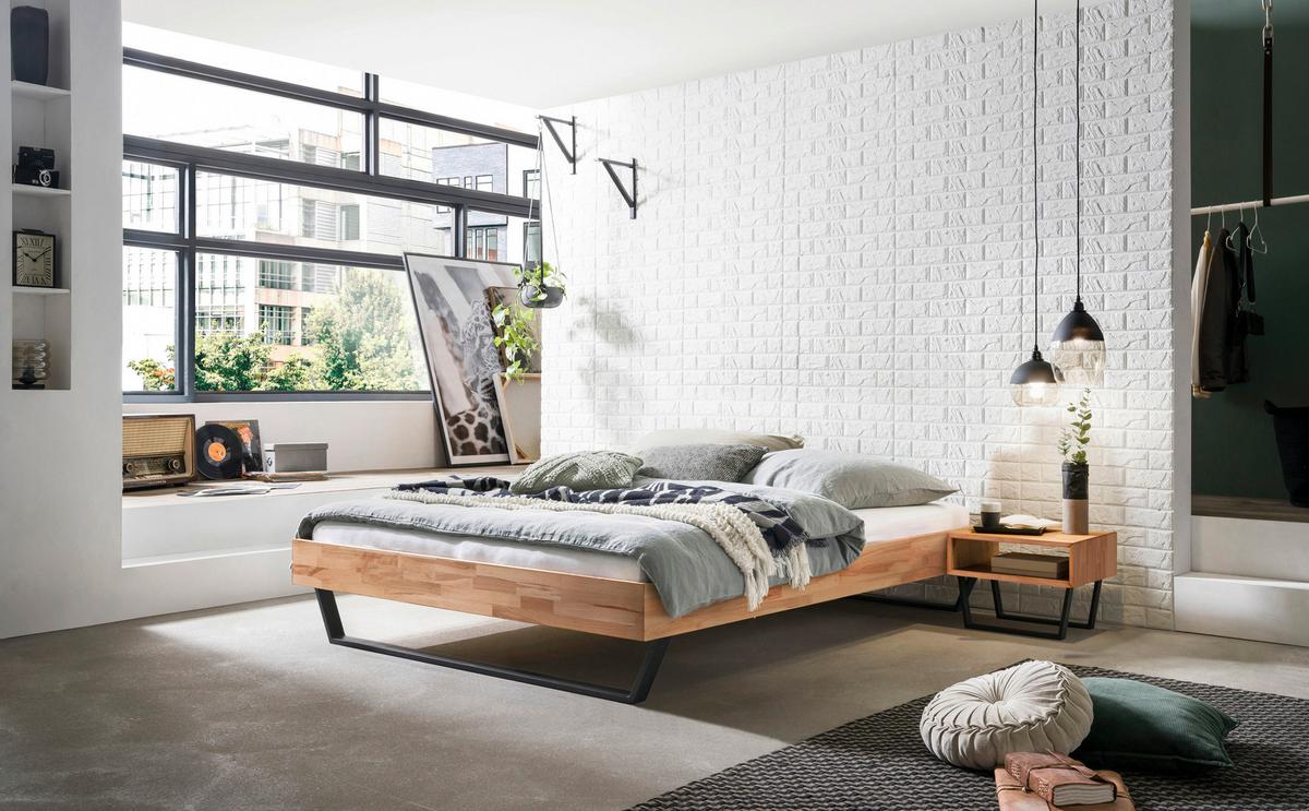 Bett Ostino Anthrazit/kernbuche 160x200 Cm - Anthrazit/Kernbuche, KONVENTIONELL, Holz (160/200cm) - Hasena