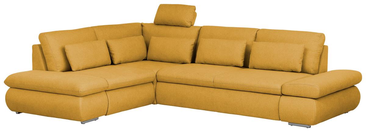 Sarokgarnitúra Alice - mustársárga, Modern, textil (224/86/300cm)