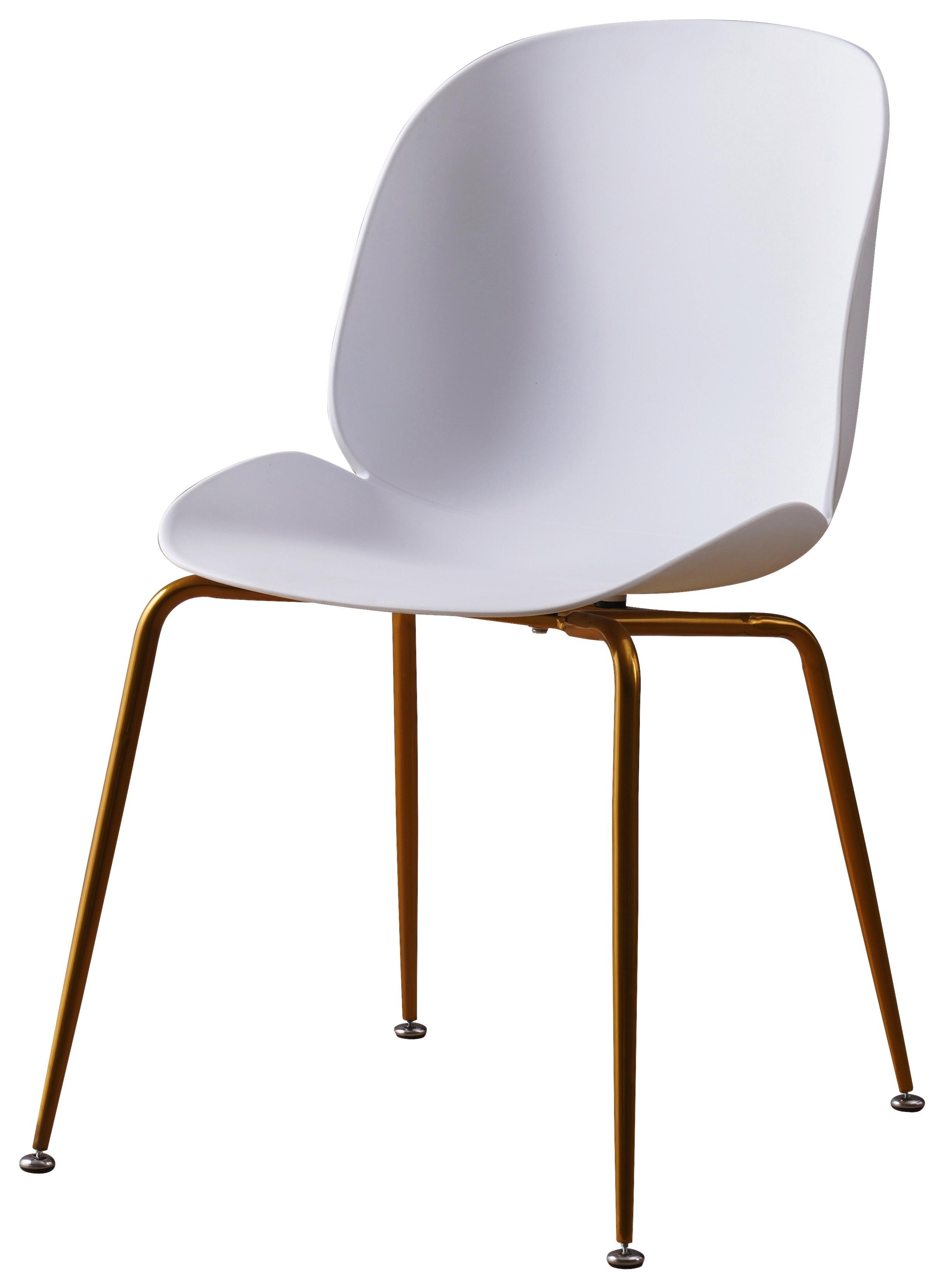 Stuhl Cannes B: 47 cm Weiß - Goldfarben/Weiß, MODERN, Kunststoff/Metall (46/85/60cm) - Luca Bessoni