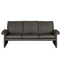 3-Sitzer-Sofa Comodo Echtleder dunkelbraun B: 214cm - Dunkelbraun/Silberfarben, Design, Leder (214/90/88cm) - Livetastic