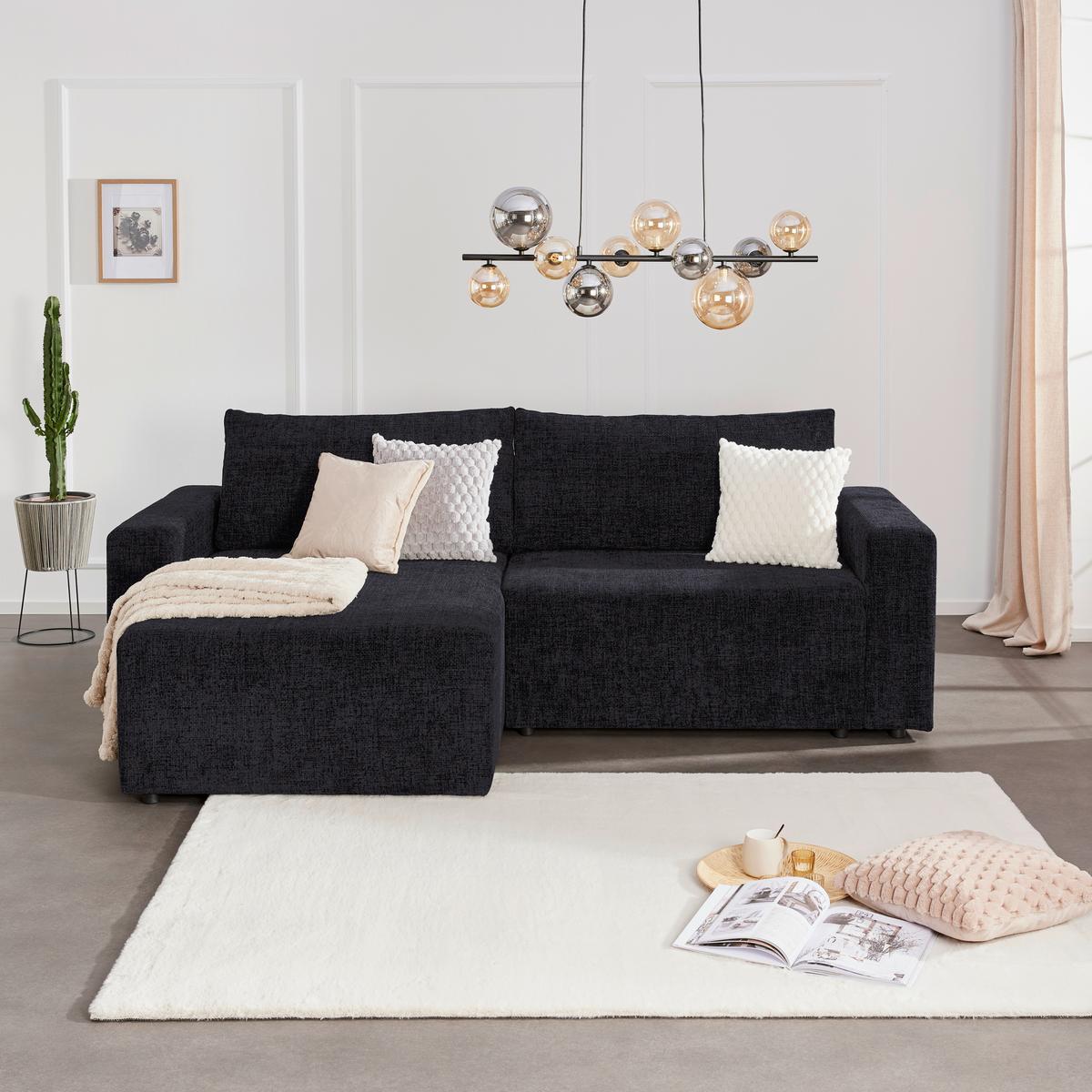 Ecksofa Dallas - Schwarz, MODERN, Holz/Kunststoff (173/258cm)